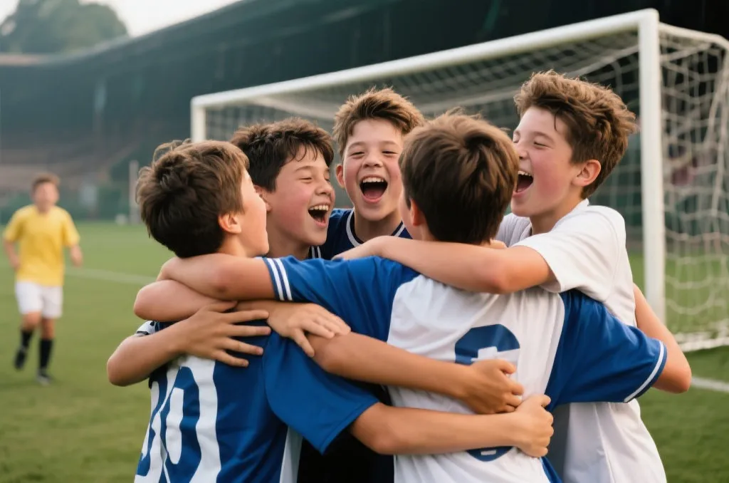 年轻球员庆祝进球,激情瞬间