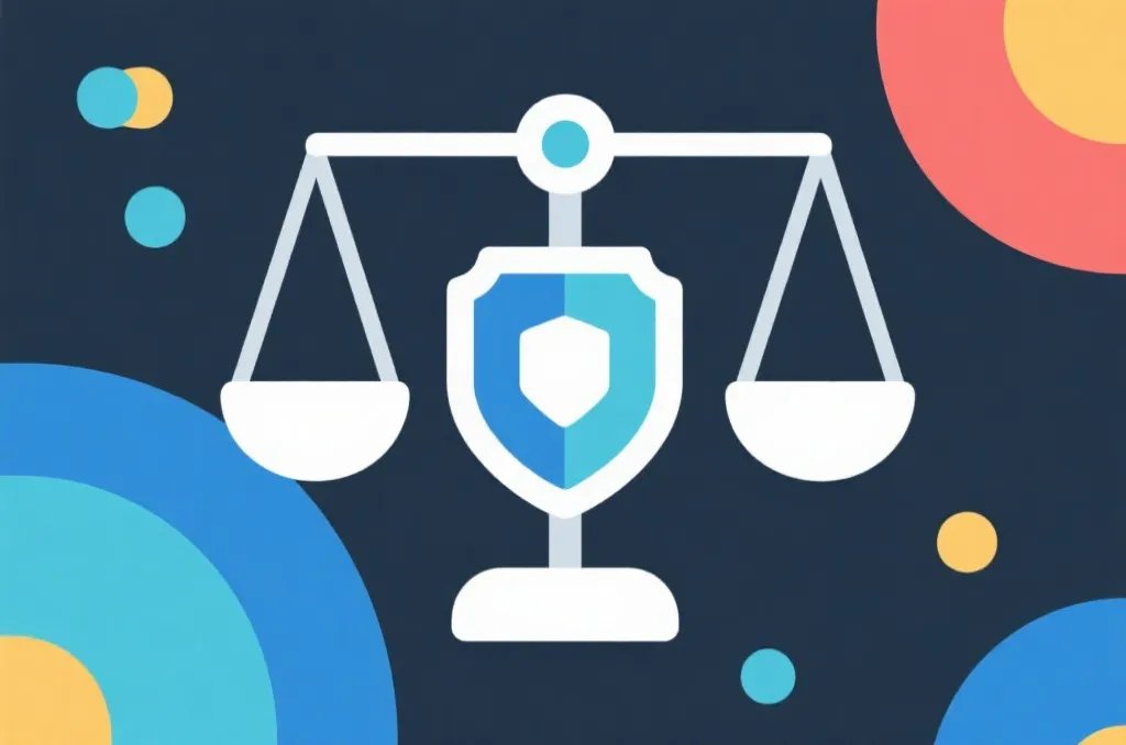 抽象图表:法律天平与数据保护图标